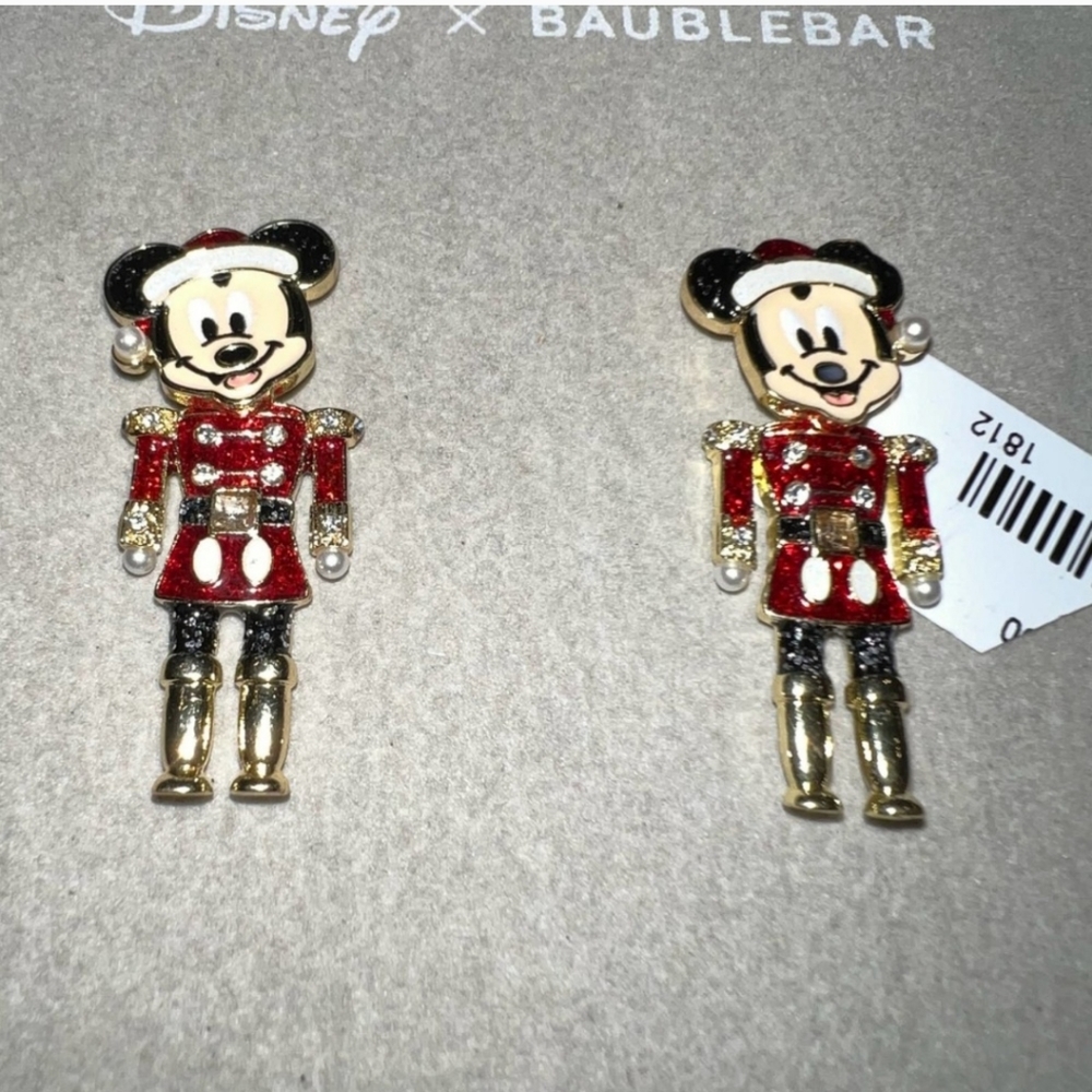 NWT! Disney x Baublebar Mickey Mouse Nutcracker Christmas earrings